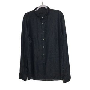 John Varvatos Star USA Indigo Linen Blend Button Up Shirt XL